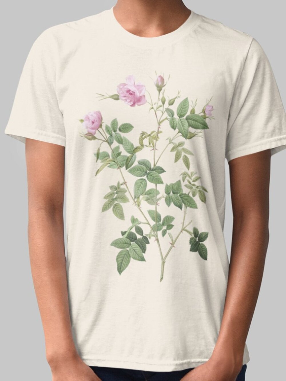 Wild Rose Vintage Floral Print Short Sleeve Graphic Tee T-shirt S-XXL